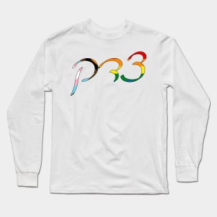 Tsedek - Justice (Ashkenazi cursive, Progress Pride colors) Long Sleeve T-Shirt